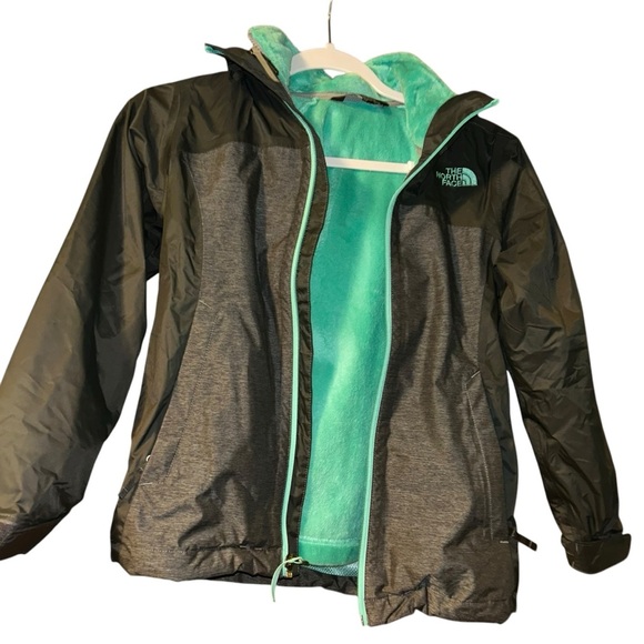 NORTH face youth girls 3 in 1 triclimate ski jacket coat size 7/8 gray/teal - Picture 1 of 7